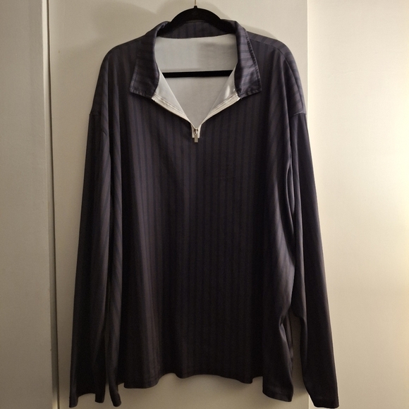 Striped Half-Zip Pullover Men's Long Sleeve Shirt - Picture 2 of 5